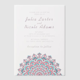 Stralende Luchtige Halve Maan Mandala bruiloft Vellum Uitnodigingen