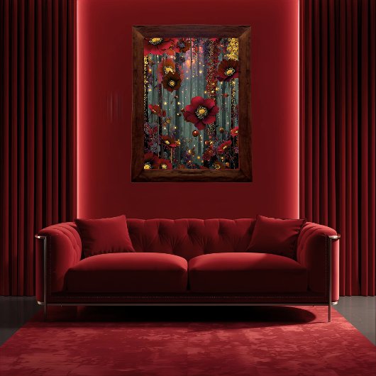 Stralende Majesteit Gouden Ember Rode Bloesem Deco Tissuepapier