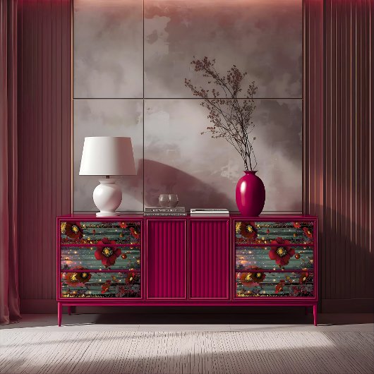 Stralende Majesteit Gouden Ember Rode Bloesem Deco Tissuepapier