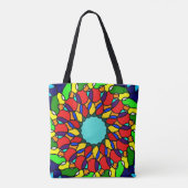 Stralende Mandala kunst, kleurrijk Tote Bag (Achterkant)