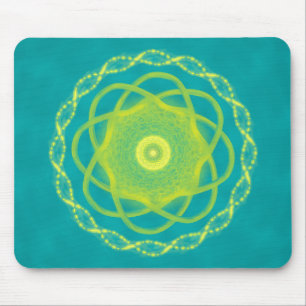 Stralende Mandala - Turquoise en Gele Geometrische Muismat