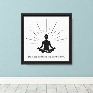 Stralende Meditatiesilhouet Canvas Afdruk