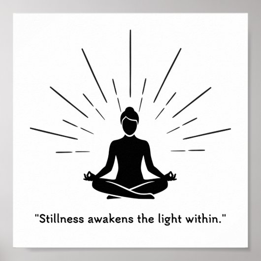 Stralende Meditatiesilhouet Poster (Voorkant)