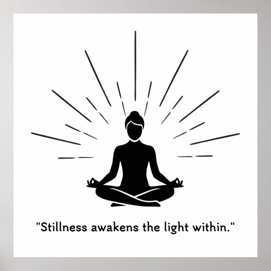 Stralende Meditatiesilhouet Poster (Voorkant)