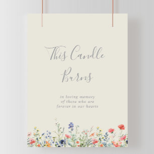 Stralende meerkleurige wildflower Deze kaars brand Poster