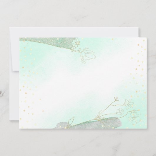 Stralende Mint Groen gebladerte Glitter Bruiloft Kaart (Achterkant)