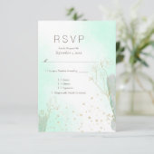 Stralende Mint Groene Botanische Glitter RSVP Brui (Staand voorkant)