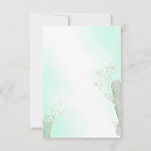 Stralende Mint Groene Botanische Glitter RSVP Brui (Achterkant)