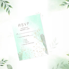 Stralende Mint Groene Botanische Glitter RSVP Brui Kaartje