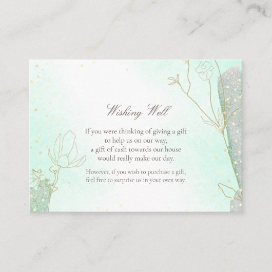 Stralende Mint Groene Botanische Wishing Well Brui Informatiekaartje (Voorkant)