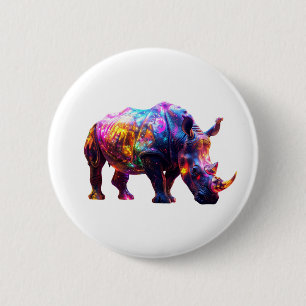 Stralende Mooie Neushoorn Ronde Button 5,7 Cm