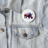 Stralende Mooie Neushoorn Ronde Button 5,7 Cm (In situ)