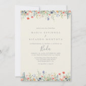Stralende Multicolor Wildflower Spaanse bruiloft Kaart (Voorkant)