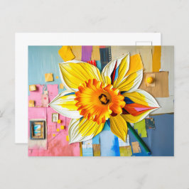 Stralende narcis in moderne Abstracte stijl Feestdagenkaart