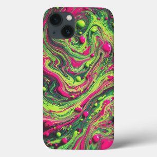 Stralende Neon Roze en Groene Vloeibare Draai Tele Case-Mate iPhone Case