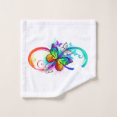 Stralende oneindigheid met regenboog vlinder bad handdoek (Wasdoekje)