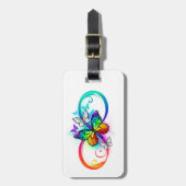 Stralende oneindigheid met regenboog vlinder bagagelabel (Voorkant verticaal)