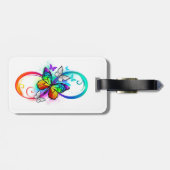 Stralende oneindigheid met regenboog vlinder bagagelabel (Achterkant horizontaal)