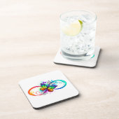 Stralende oneindigheid met regenboog vlinder bier onderzetter (Rechterzijde)