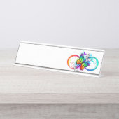 Stralende oneindigheid met regenboog vlinder bureau naambordje (Voorkant)