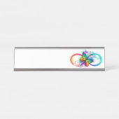 Stralende oneindigheid met regenboog vlinder bureau naambordje (Voorkant)