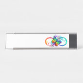 Stralende oneindigheid met regenboog vlinder bureau naambordje (Voorkant)
