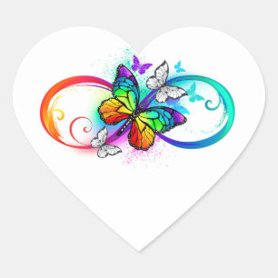 Stralende oneindigheid met regenboog vlinder hart sticker