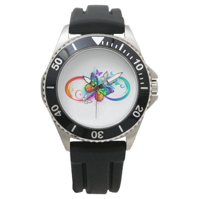 Stralende oneindigheid met regenboog vlinder horloge (Voorkant)