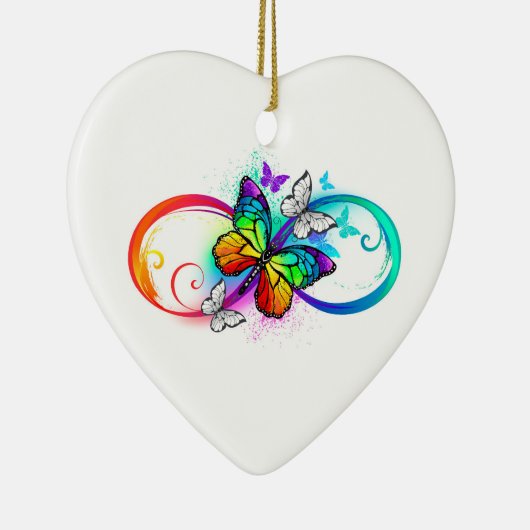 Stralende oneindigheid met regenboog vlinder keramisch ornament (Rechts)