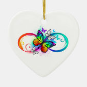 Stralende oneindigheid met regenboog vlinder keramisch ornament (Voorkant)