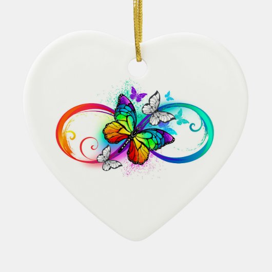 Stralende oneindigheid met regenboog vlinder keramisch ornament (Voorkant)