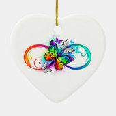 Stralende oneindigheid met regenboog vlinder keramisch ornament (Achterkant)