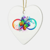 Stralende oneindigheid met regenboog vlinder keramisch ornament (Links)