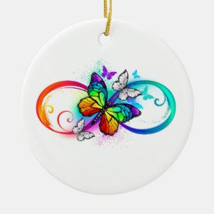 Stralende oneindigheid met regenboog vlinder keramisch ornament
