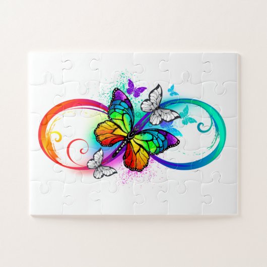 Stralende oneindigheid met regenboog vlinder legpuzzel (Horizontaal)