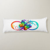 Stralende oneindigheid met regenboog vlinder lichaamskussen (Achterkant)
