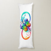 Stralende oneindigheid met regenboog vlinder lichaamskussen (Achterkant (Verticaal))