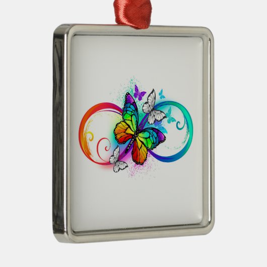 Stralende oneindigheid met regenboog vlinder metalen ornament (Rechts)
