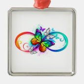 Stralende oneindigheid met regenboog vlinder metalen ornament (Voorkant)