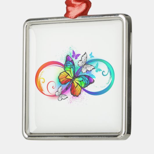 Stralende oneindigheid met regenboog vlinder metalen ornament (Links)