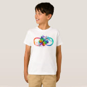 Stralende oneindigheid met regenboog vlinder t-shirt (Voorkant volledig)