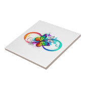 Stralende oneindigheid met regenboog vlinder tegeltje (Zijkant)