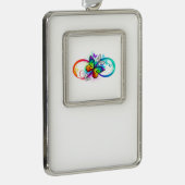 Stralende oneindigheid met regenboog vlinder verzilverd omlijst ornament (Rechts)