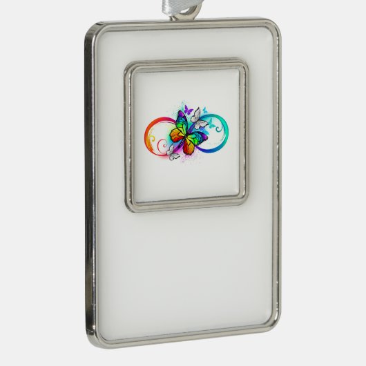 Stralende oneindigheid met regenboog vlinder verzilverd omlijst ornament (Rechts)