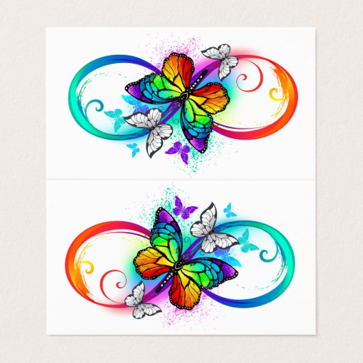 Stralende oneindigheid met regenboog vlinder visitekaartje (Buitenkant ongevouwen)