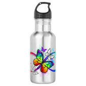 Stralende oneindigheid met regenboog vlinder waterfles  (Voorkant)