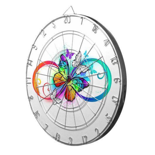 Stralende oneindigheid met regenboogvlinder dartbord (Voorkant Rechts)