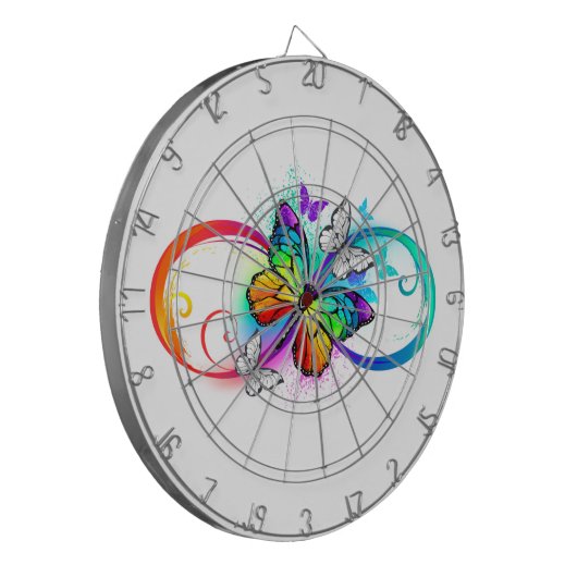 Stralende oneindigheid met regenboogvlinder dartbord (Voorkant Links)