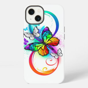 Stralende oneindigheid met regenboogvlinder iPhone 13 hoesje