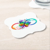 Stralende oneindigheid met regenboogvlinder kartonnen onderzetters (Gekanteld)